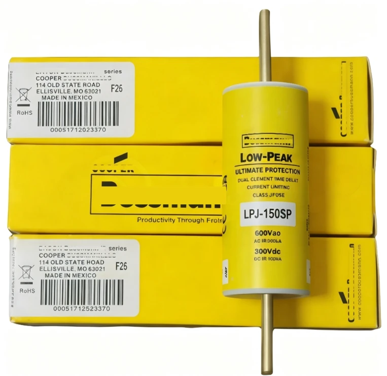 LPJ150SP 150A 600VAC 300VDC Class J Time Delay Fuse, Dual-Element Current Limiting Low-Peak Industrial Circuit Protection