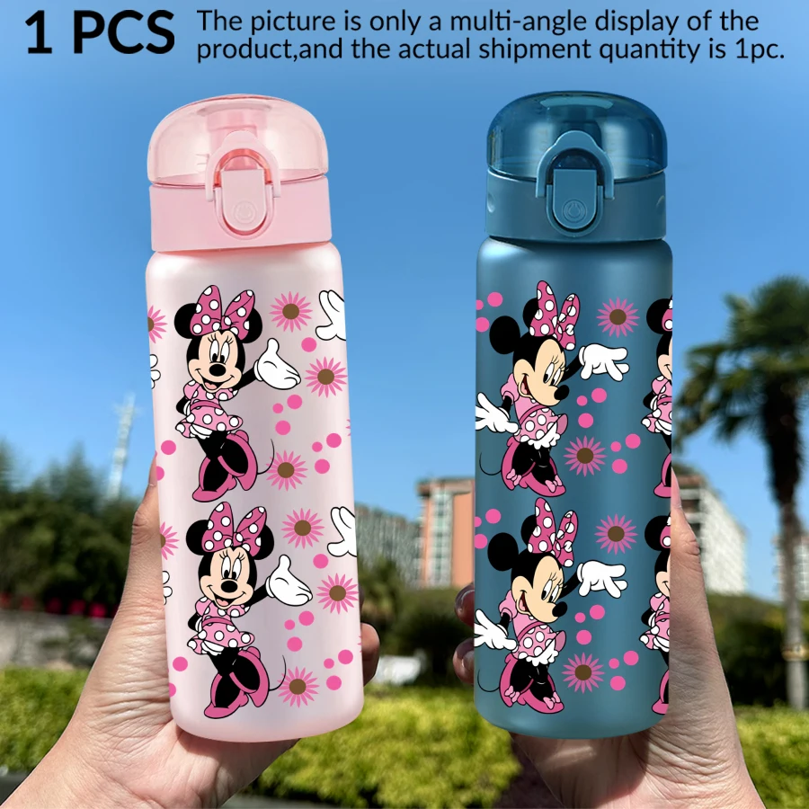 1Pc Disney Minnie Mouse/bloempatroon/patroon 26oz Plastic Waterfles Sportbeker Als Verjaardag/back-to-school Gift