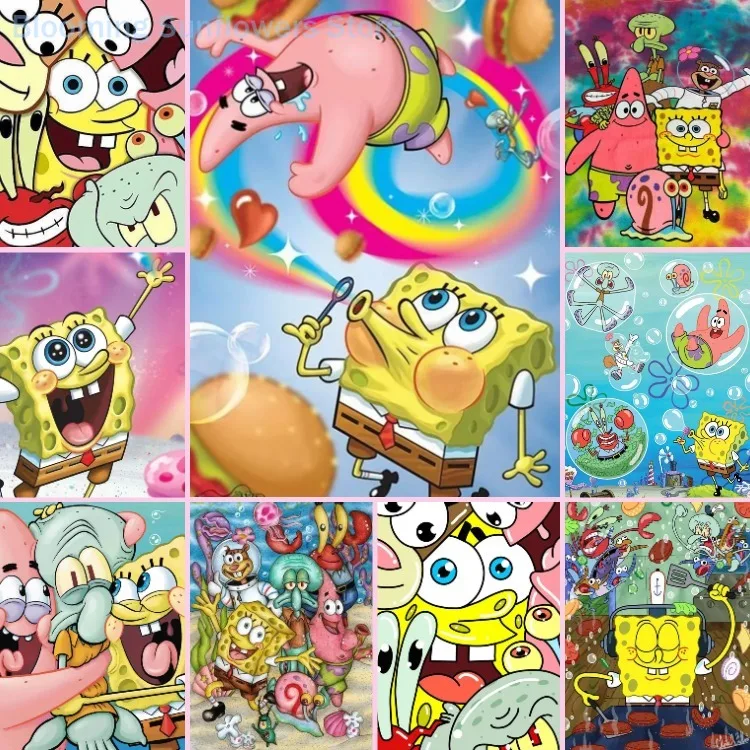 70X50cm Adult Puzzle 1000 Pieces Paper Jigsaw Puzzles Cute SpongeBob Series Learning Education Craft Toy