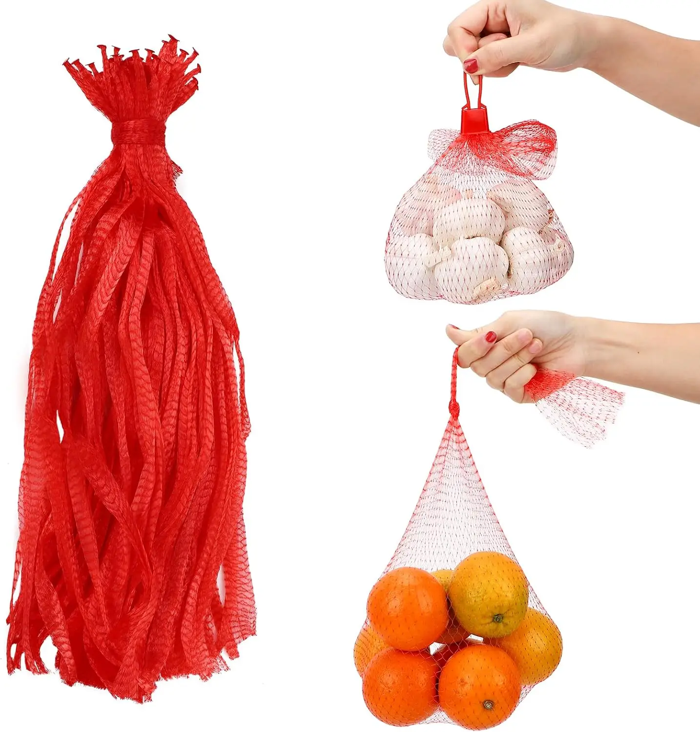 

100 Pa Reusable Produce Bags, Mesh Netting With Loop-Style Closures, Onion Bags Mesh Bags For Vegetables, Melon Cradle For