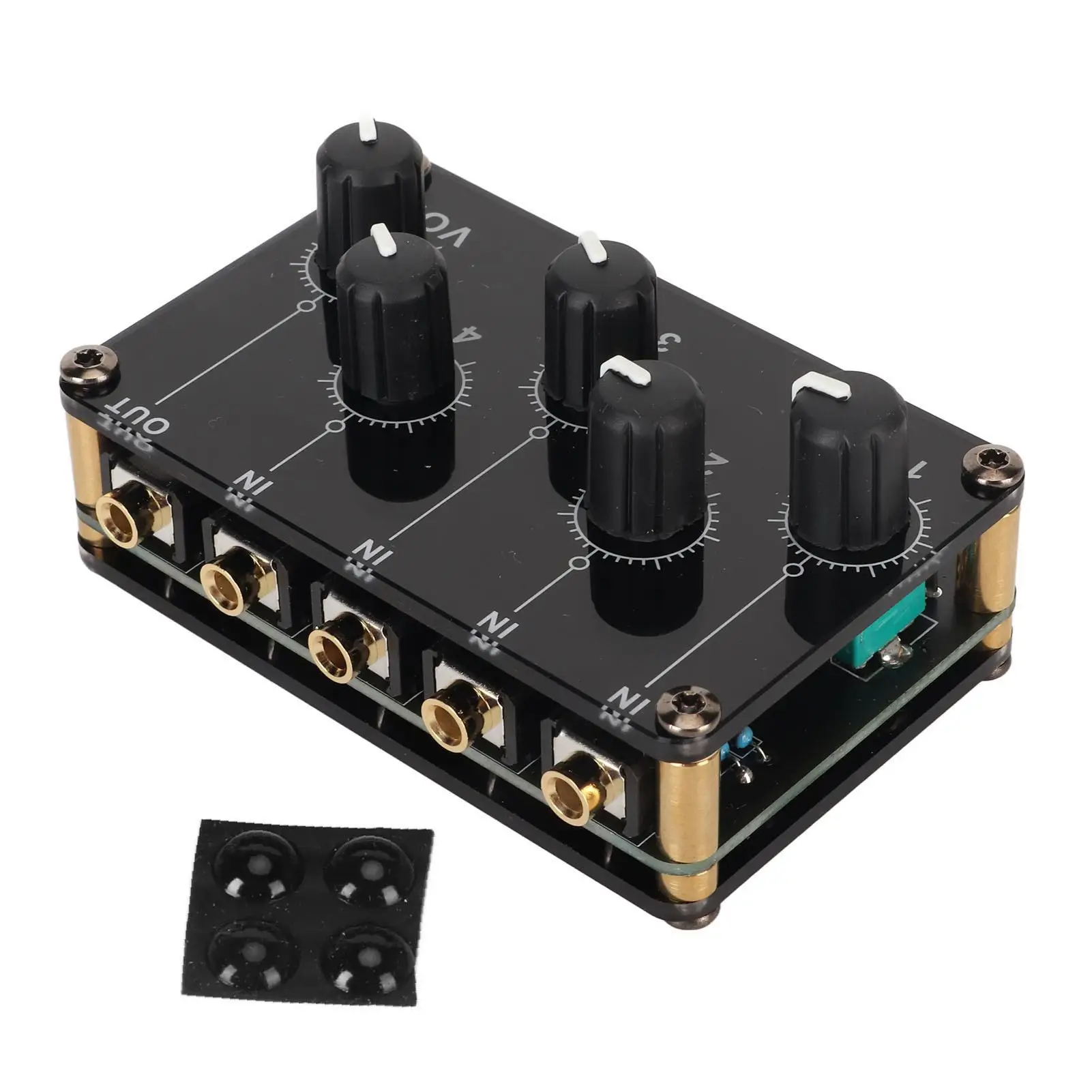 Mini Dual Channel Passive Mixer 4 In 1 Output Low Noise Stereo for pc & Phone - Portable Sound Input Solution