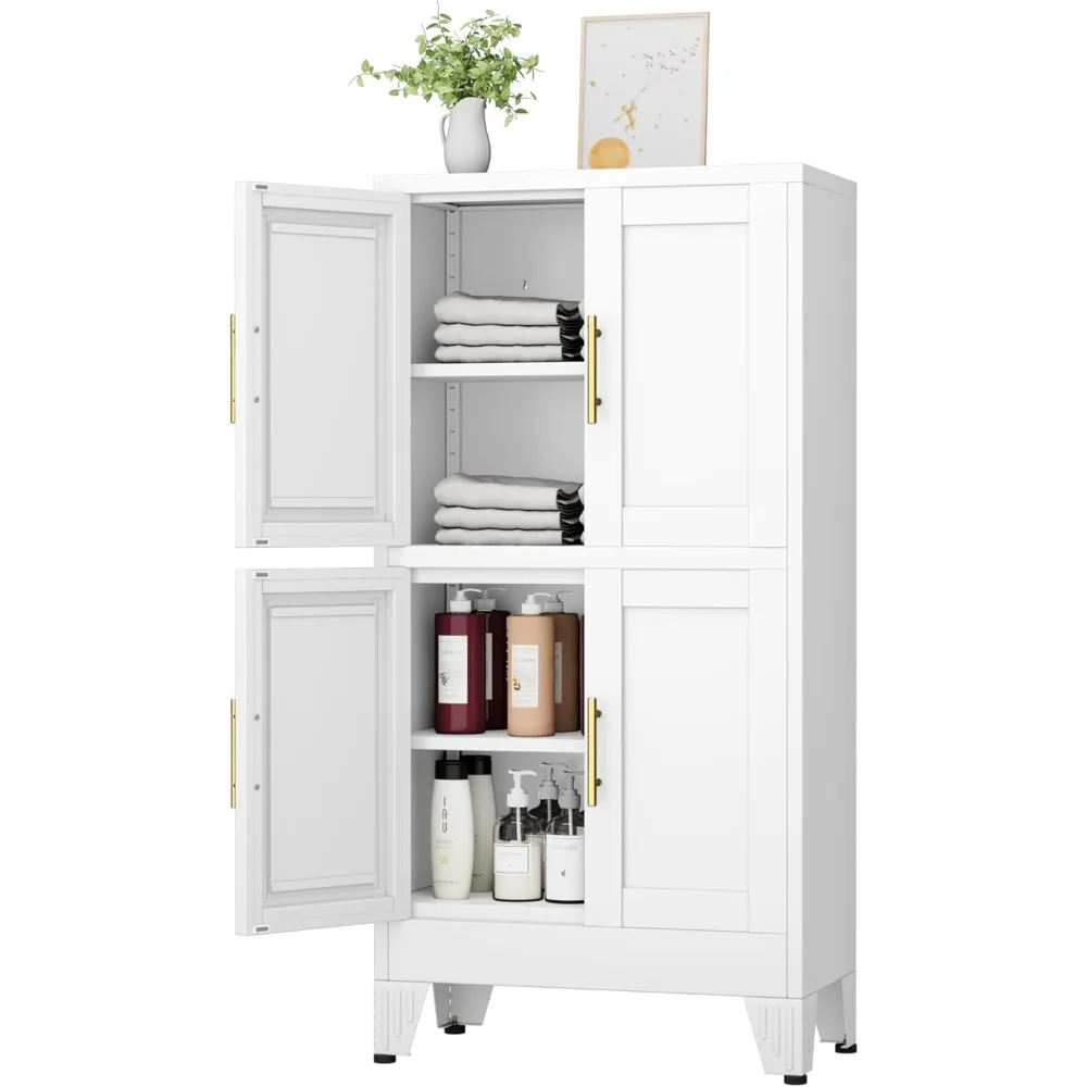 

Metal Bathroom Storage Cabinet,47" Bathroom Storage Unit,Freestanding Bathroom Floor Cabinet with 4 Doors and 2 Adjustable