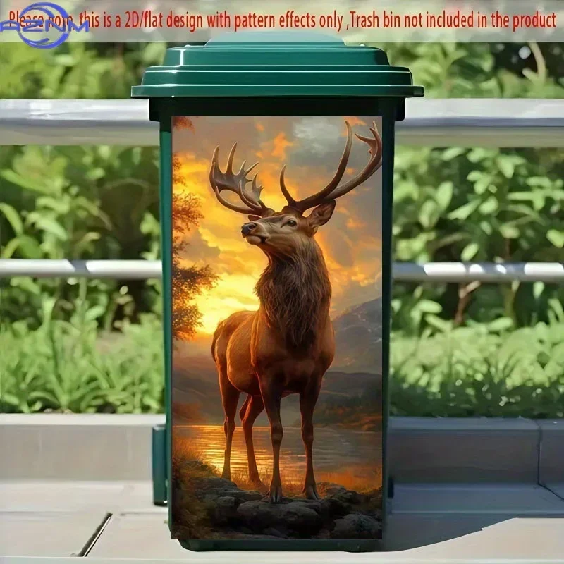 2D 1PC1pc  Flat Garbage Can Sticker, Decal, Art Renaissance Style Animal-Themed Garbage Can Sticker, Suitable for Outdoor Tras