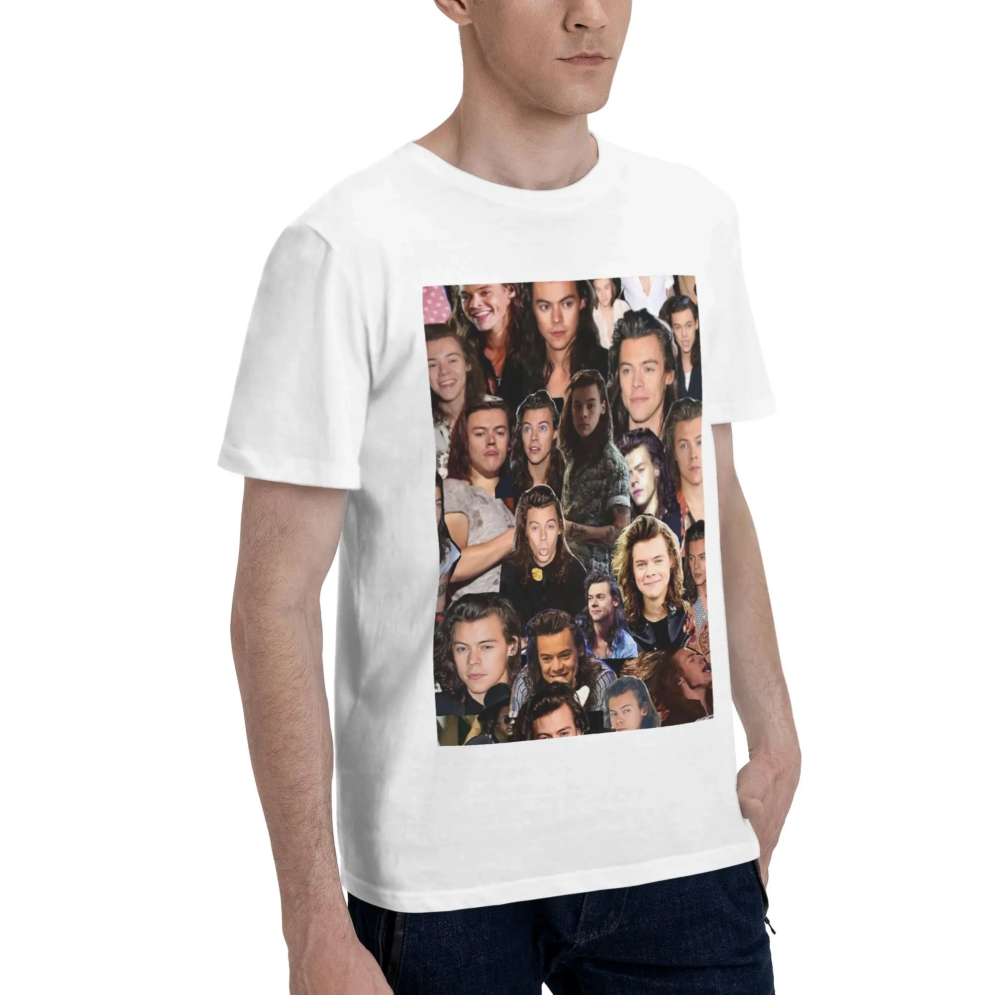 

Мужская футболка Harrystyles, большие футболки, мужские хлопковые футболки с круглым вырезом, короткие летние мужские футболки
