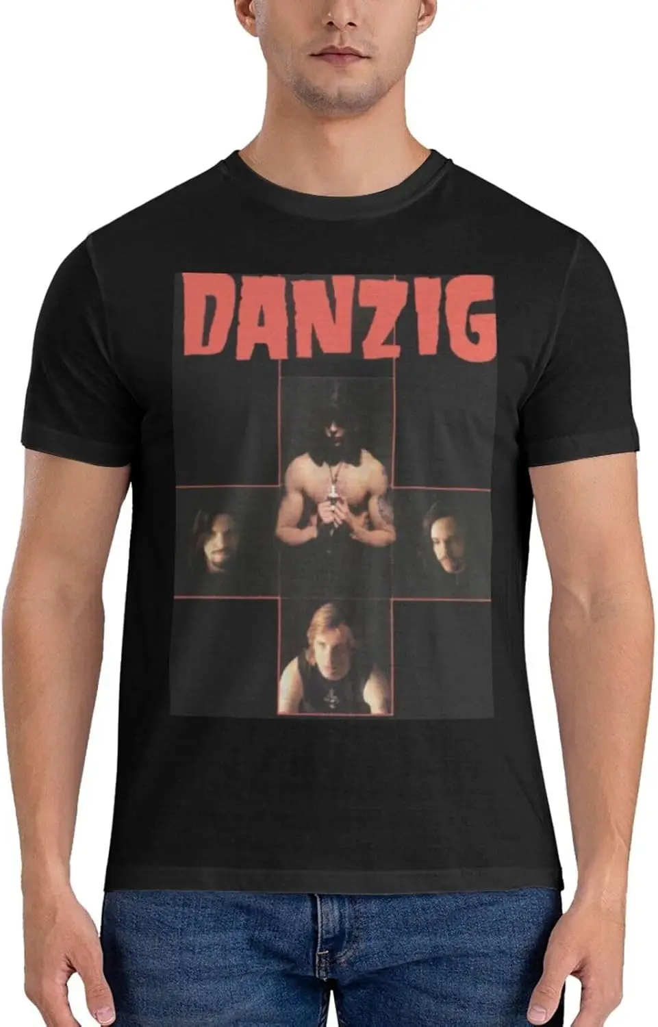 Danzig Musik Samhain Herren reine Baumwolle Kurzarm T-Shirt weichen Rundhals ausschnitt schlichte T-Shirts Casual Sport T-Shirt schwarz