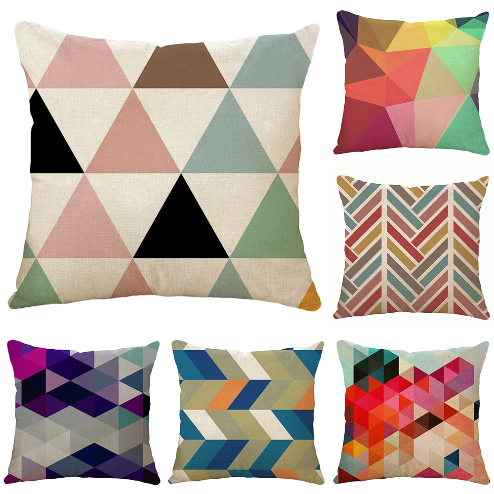 

Modern Colorful Geometric Style Square Throw Pillow Cover Home Living Room Bedroom Sofa Decoration Cushion