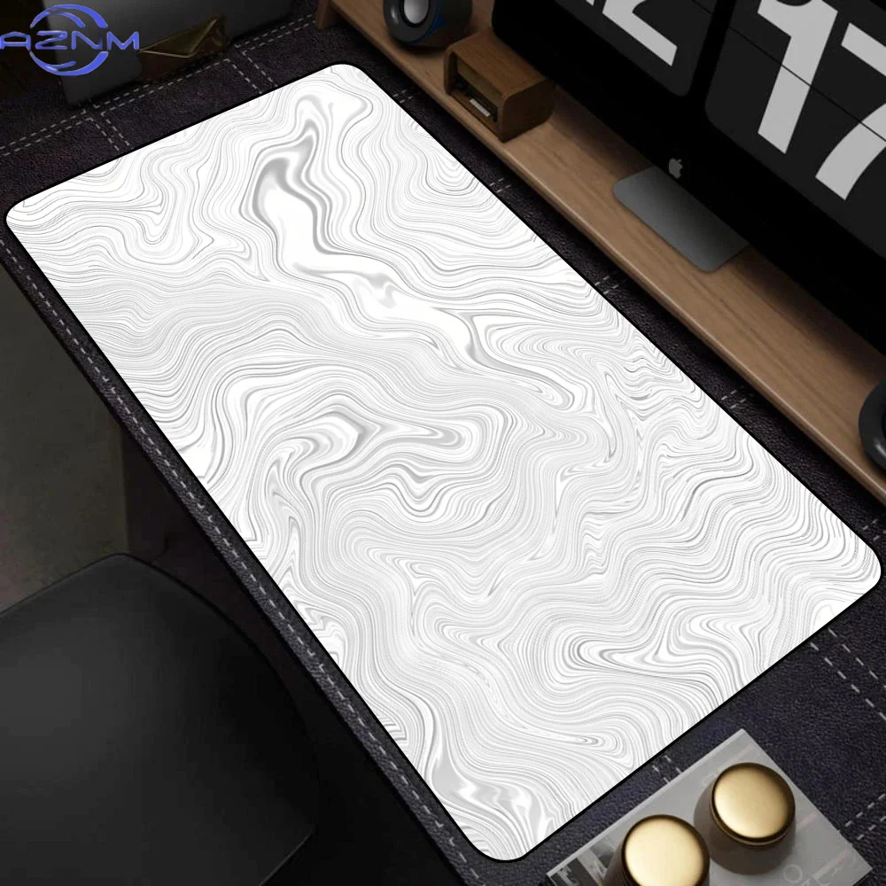 Large Black and White Art Mouse Pad Pc Gamer Mousepad Mat White Desk Mat Strata Liquid Mausepad Computer Keyboard Big Table Mat