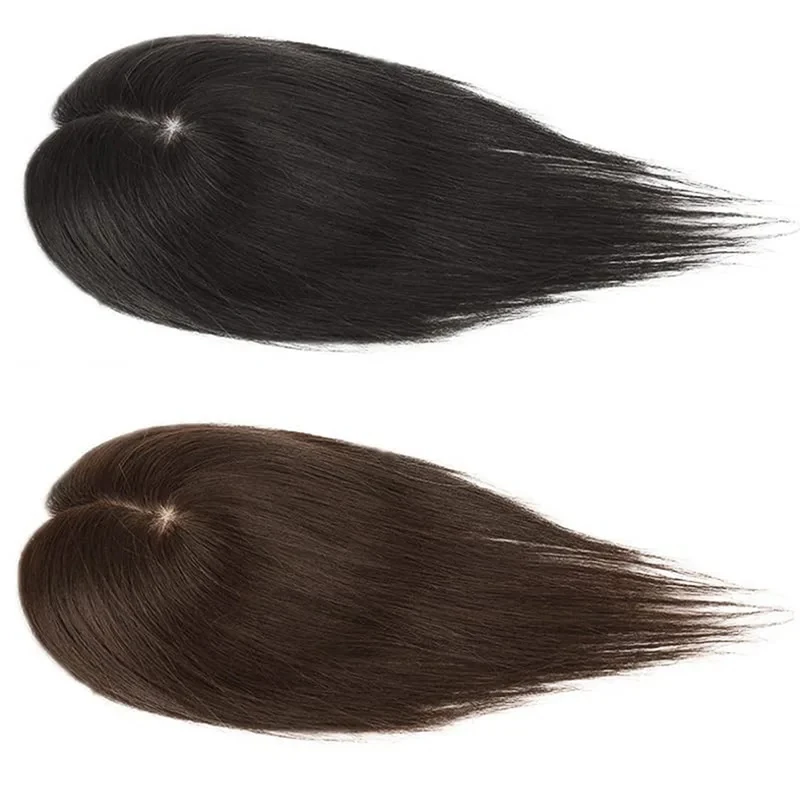 Женский накладной парик из натуральных человеческих волос, на шелковой основе