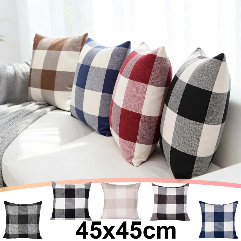 

Checkerboard Cushion Cover Hidden Zipper Removable Washable Throw Pillowcase Dustproof Sofa Bed Decor for Living Room Decoration