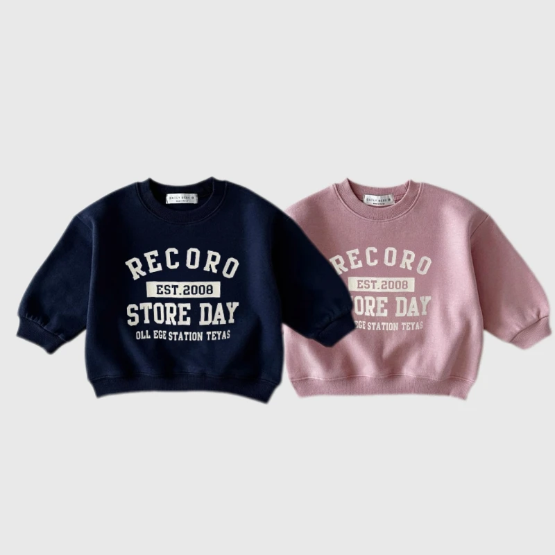 Letter Hoodie Korean Version Clothes Long Sleeve Round Neck Tops For Boys And Girls Trendy Sweatshirts Simple Pullovers 0-6Year