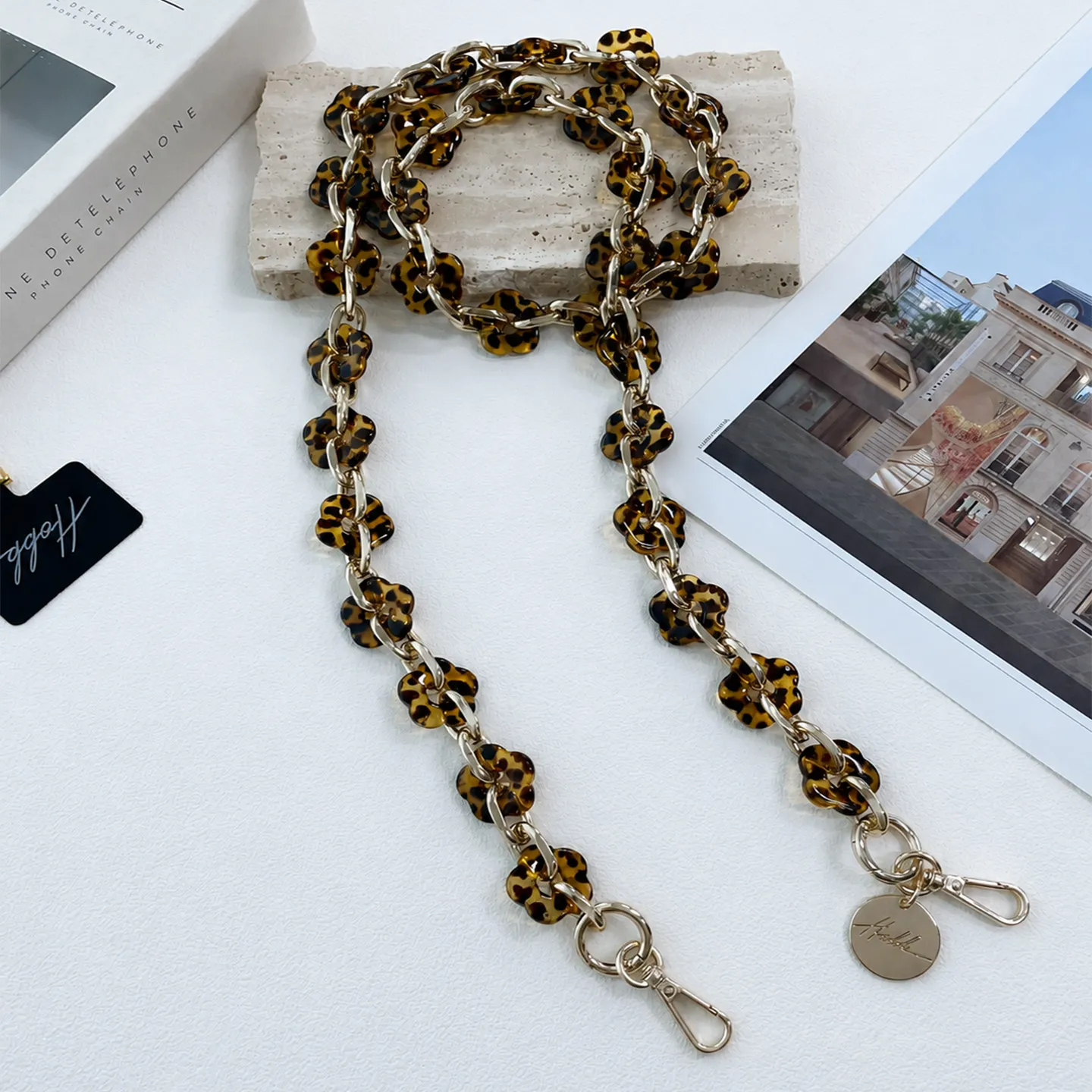 House Of BlingBling Phone Chain Strap Women Fashion Acrylic Flower Phone Charm Bag Charm  Leopard Print Resin Y2K Accessories