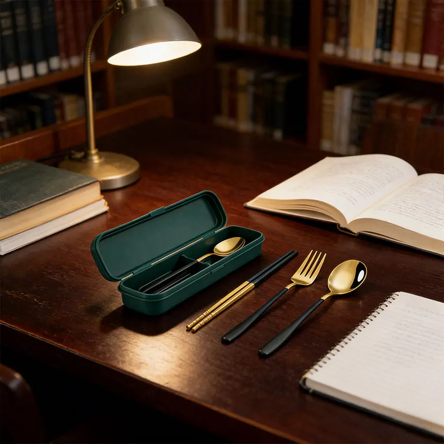 3-Piece Green & Gold Luxury Flatware Set - Stainless Steel Silverware for Home Kitchen Hotel Restaurant - Image 4