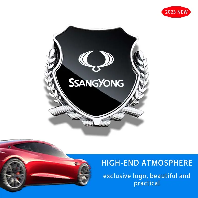 Car Side Modification Sign Triangular Metal Sticke For Ssangyong Kyron Actyon Sport Tivoli Torres Korando C300 Accessories Logo