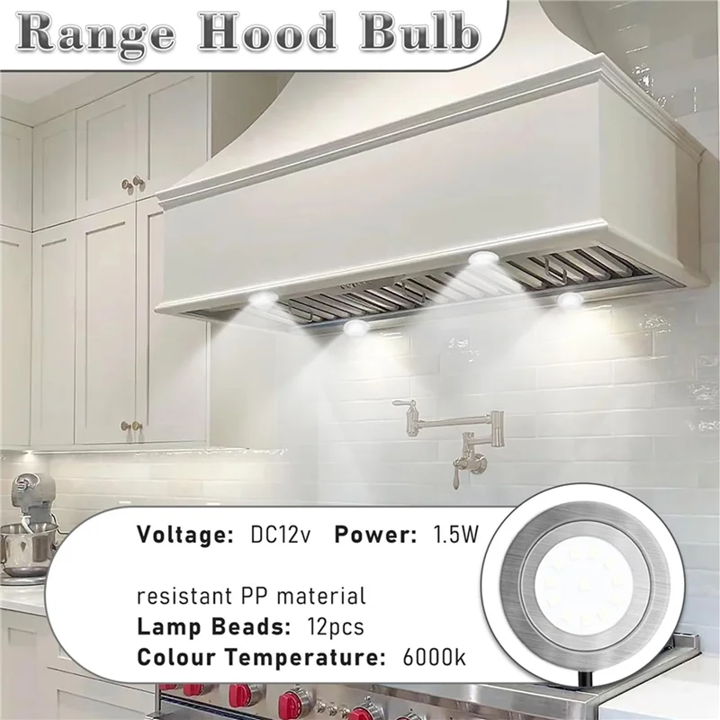 ABRS-6Pack1.5W Range Hood Light Bulbs,12VDC Kitchen Cooker Hood Light Bulbs,Kitchen Light Replacement 20W Halogen Light Bulbs