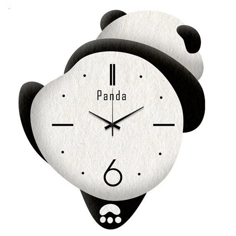 Cute Panda Clock Home Bedroom Cartoon Clock Children's Room Living Room Wall Clock Silent Punch-Free