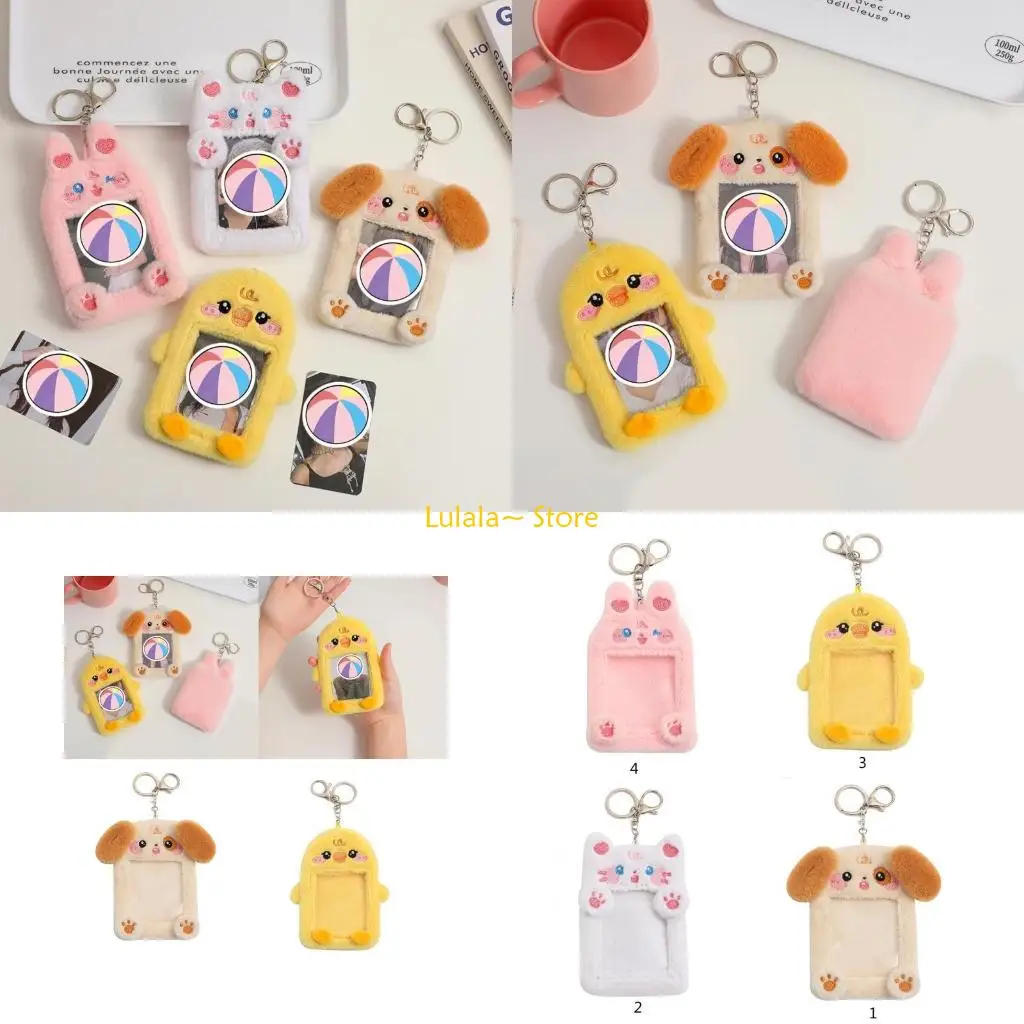 Y4QA Soft Plush Photo Card Holder Kpop Photo Card Bag Ornament Cartoon Card Protector