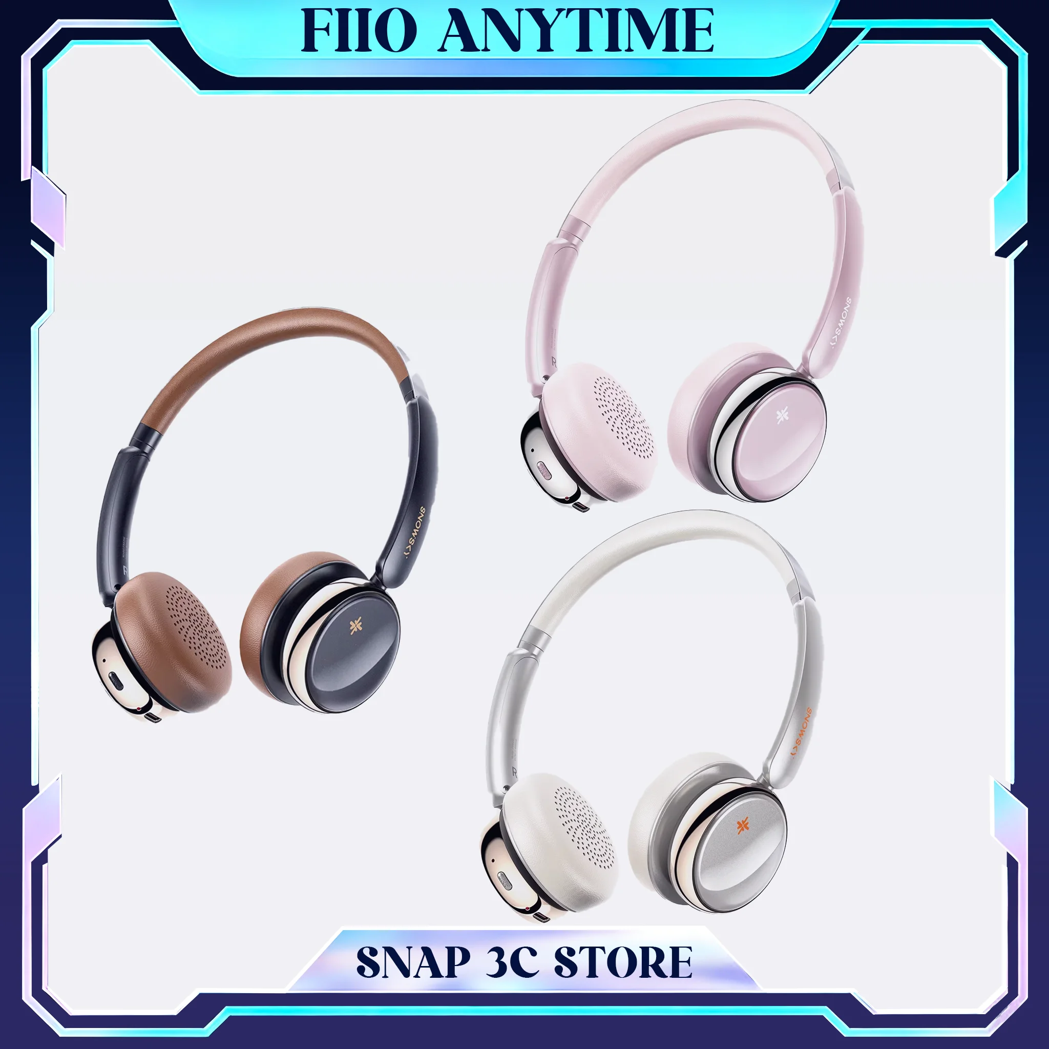 

FiiO Anytime Retro Over-ear Headphones Wireless Bluetooth5.4 ANC Noise Cancelling Hi-Res Fashion Headset for Street Style Travel