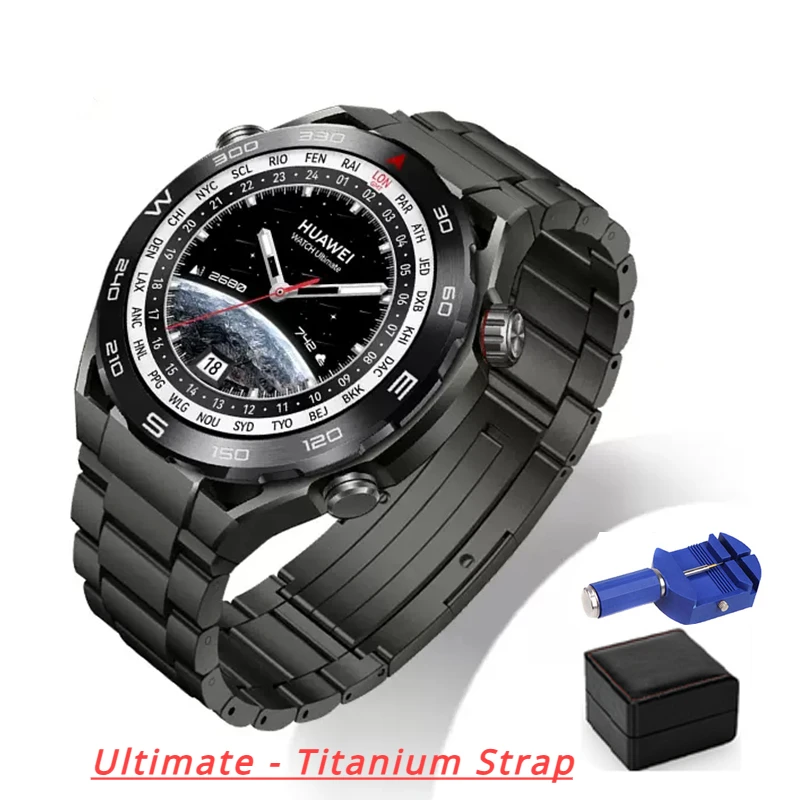 Titanium Strap for HUAWEI WATCH Ultimate,Luxury 22mm Watchband for Huawei Ultimate Smartwatch Black or Silver Business Wristband