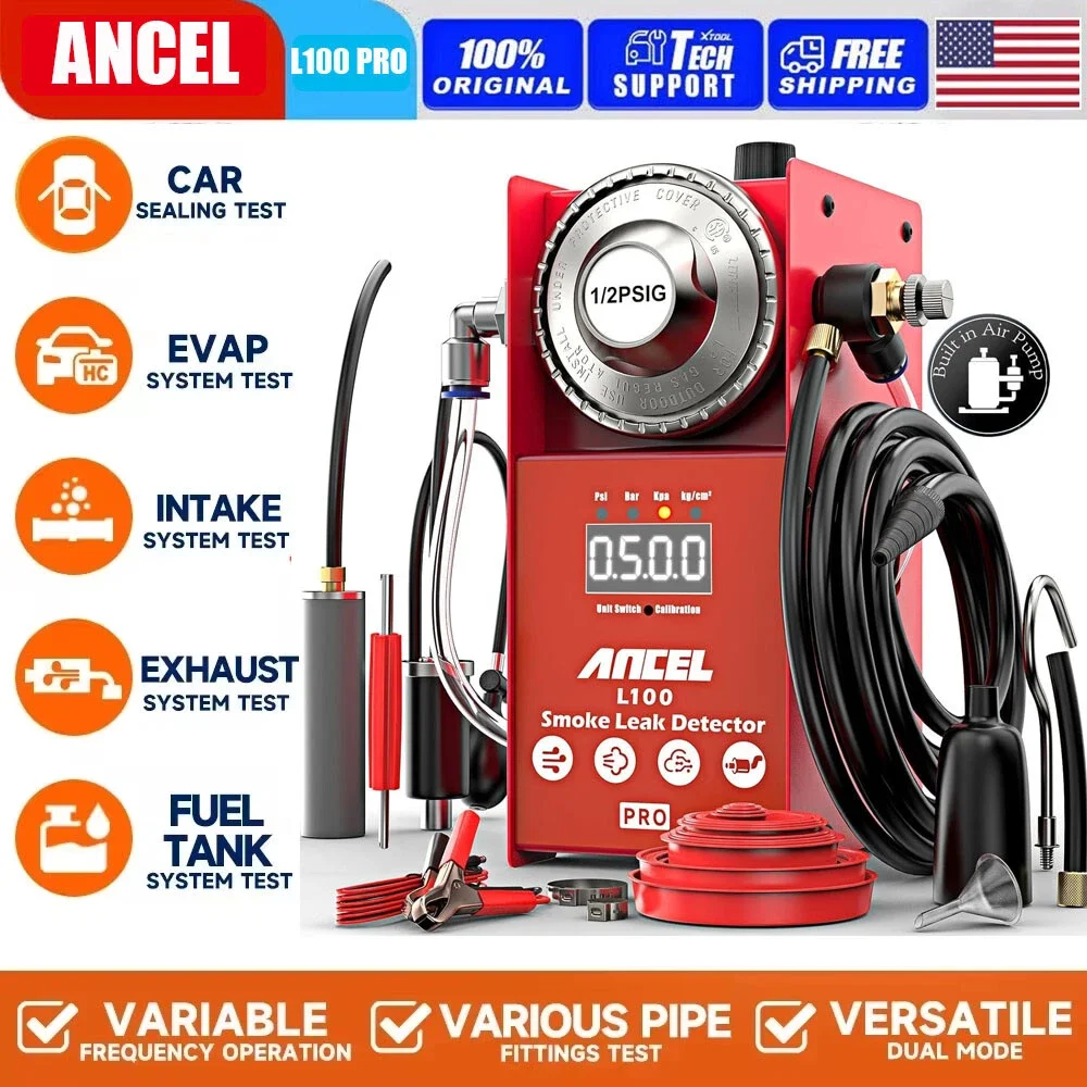 

ANCEL L100 Pro Automotive Smoke Machine EVAP Leak Detector with Built-in Air Compressor EVAP Vacuum Fuel Leak Digital Tester