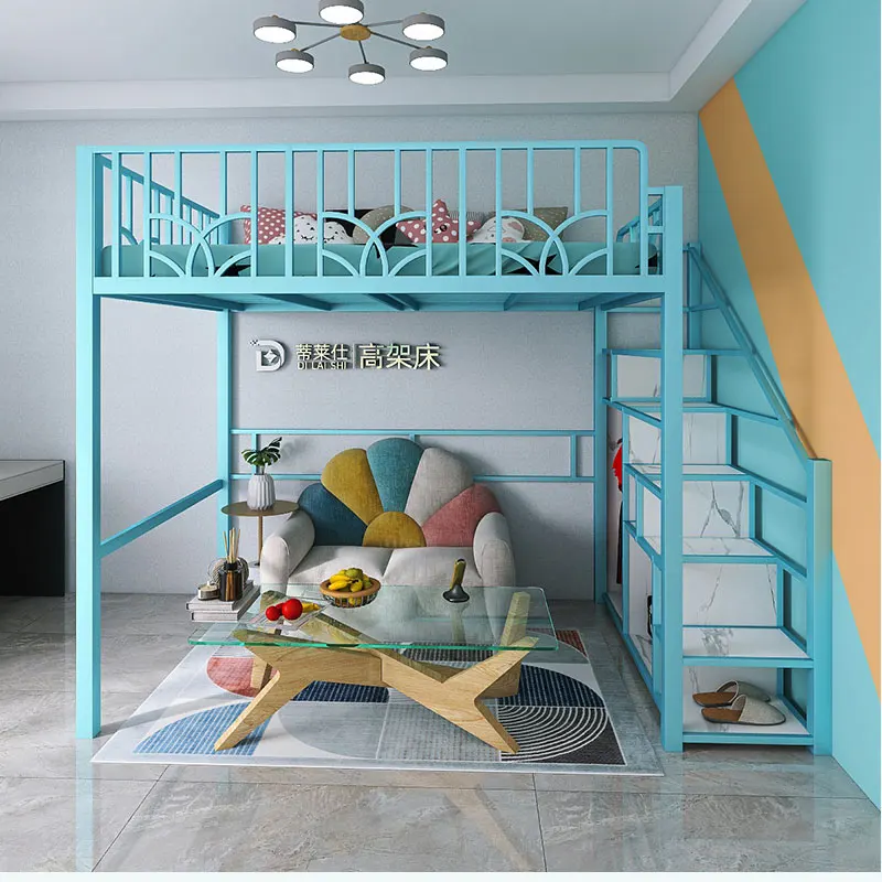 

Приподнятая кровать, двухъярусная кровать из кованого железа, комбинированный лофт и шкаф, дуплексное общежитие Tillas в второй этаже, небольшое пространство для квартиры.