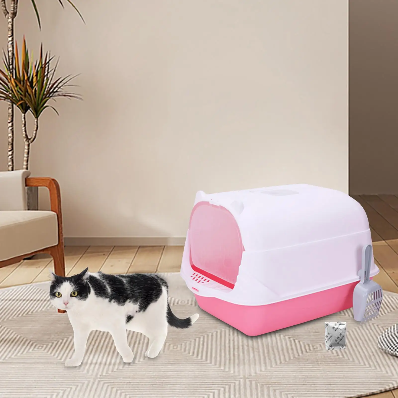 Immagine 5: Lettiera per Gatti con Coperchio, Toilette Portatile per Gattini, Contenitore per Sabbia Completamente Chiuso, Adatto a Tutti i Tipi di Lettiera