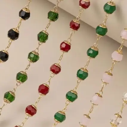 

14 К позолоченный кристалл циркона ручной работы цепочка из бисера круглый цветной браслет «сделай сам» ожерелье ювелирные изделия свободная цепочка для рукоделия