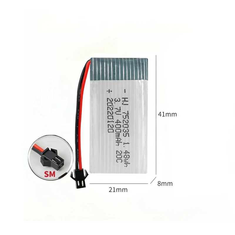 752035 400mAh بطارية 20C 3.7V بطاريات ليبو عالية المعدل ل Habersham X4 H107D H107 H31 كوادكوبتر نموذج طائرات الملحقات