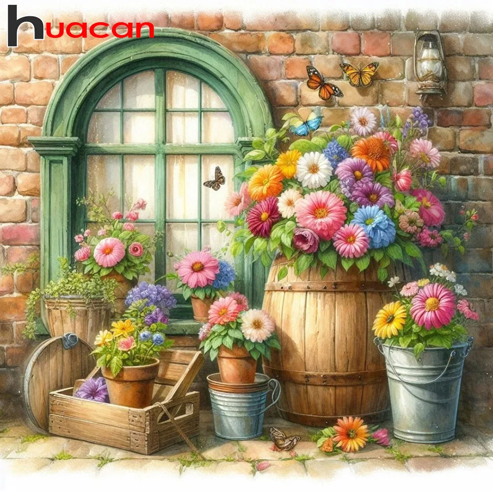 Huacan 5D DIY Diamantmalerei Schmetterlingsgarten Diamantstickerei Tier Blume Komplettset Wanddekoration