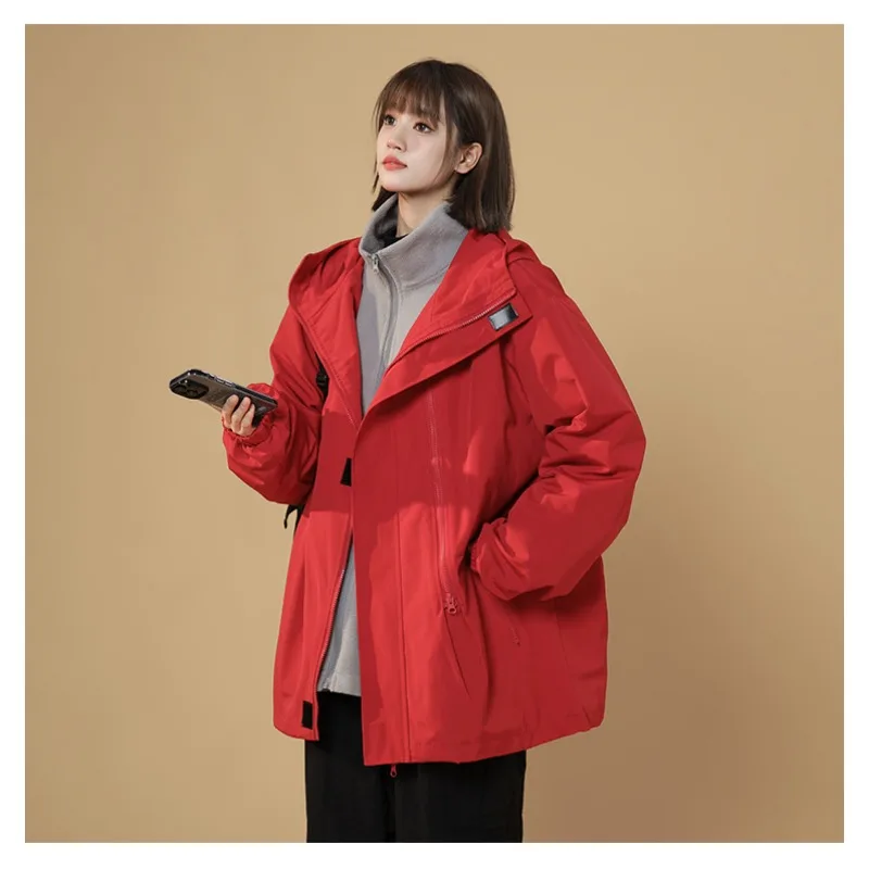 

Утепленная осенне-зимняя мужская и женская ветрозащитная теплая куртка «три в одном», верхняя одежда E12502