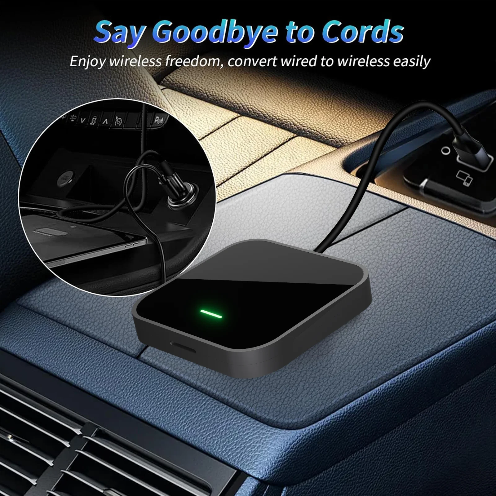 Draadloze Carplay Android Auto AI Box, Plug & Play past op auto's vanaf 2016 en IPhone IOS 10+ en Android 11+, stembediening - KL8