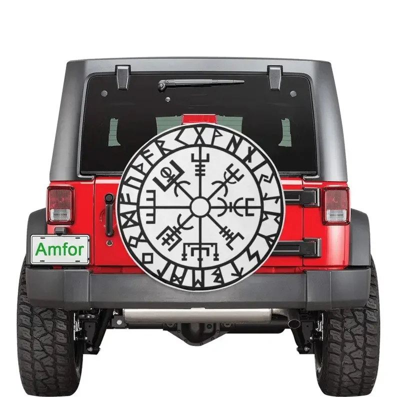 Viking Symbol Spare Tire Cover Nordic Compass Spare Tire Cover Day SUV Tire Cover Gift For Jeep Lover Gift For Car Lover Camper