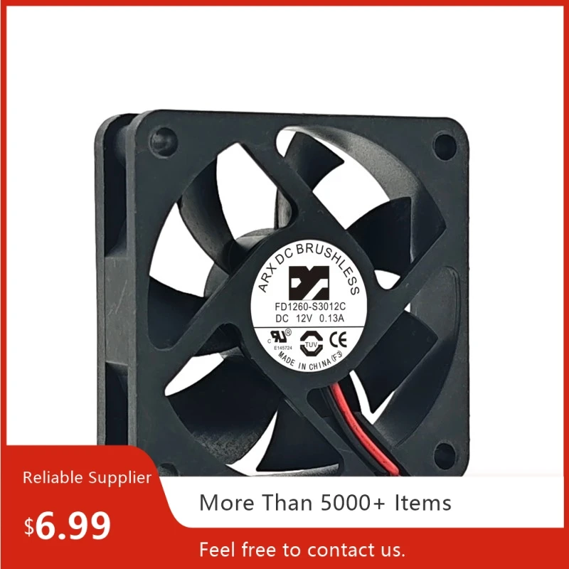 

Бесщеточный вентилятор постоянного тока 60 мм для ARX FD1260-S3012C 60x60x15 мм 12 В 0,13 А бесшумный 4500 об/мин 15 куб. футов в минуту