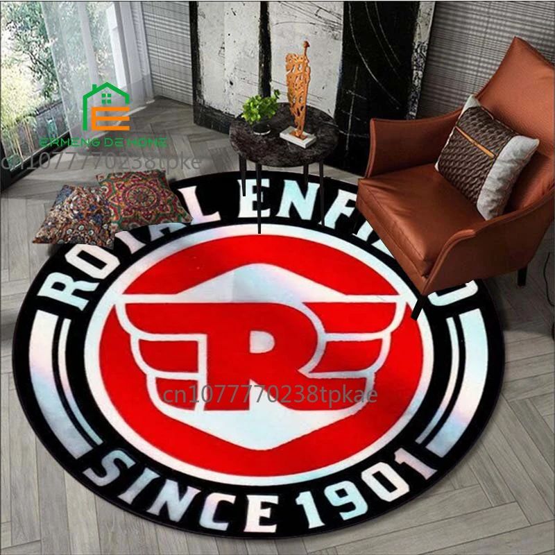 Retro Royal Enfield motorcycle Printing Round Carpet Living Room Bedroom Beautiful Rugs Non -slip Door Pad Floor Mats Area Rug