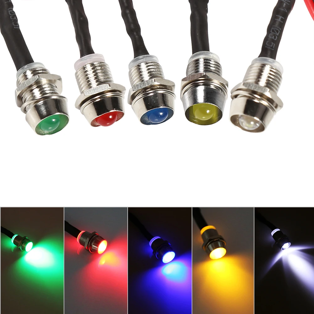4 Pcs 12v DC 8mm LED Panel Pilot Light Dash Warning Light Bulbs Indicator Lamp Car Van For Universal Cars Van Trucks