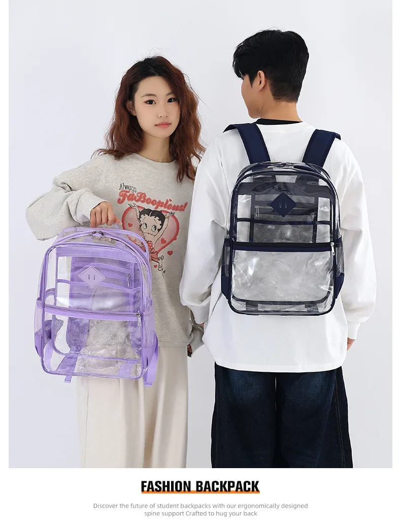 

Прозрачный рюкзак из ПВХ большой вместимости, плечевой ремень с рисунком граффити, студенческая прозрачная сумка из ПВХ ita