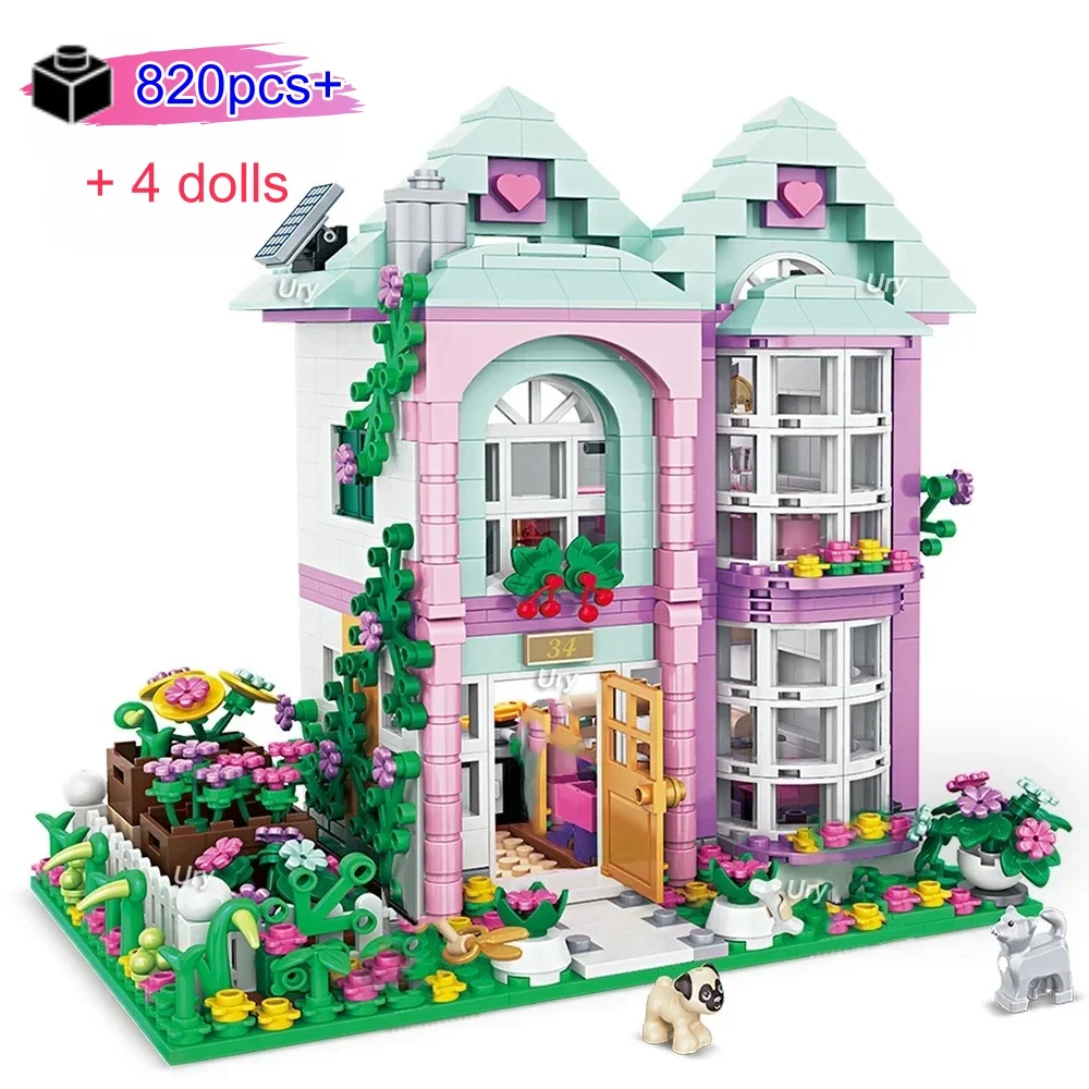 

Creative Fairy Tale Flower House Architecture Building Blocks creative DIY tabletop decoration Toys Christmas birthday gifts