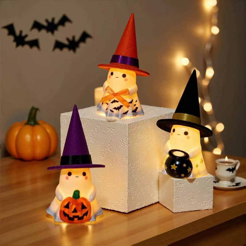 Halloween Glow-in-the-Dark Ghost Statue – Outdoor Standing Porch & Yard Decor, Spooky Resin Craft Ornament