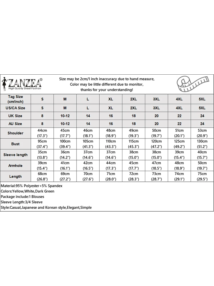 ZANZEA 우아한 화이트 블라우스, 캐주얼 라운드넥 루즈 튜닉, 단색 여성 한국 패치워크 상의, 빈티지 버튼 블라우스, 2024 가을