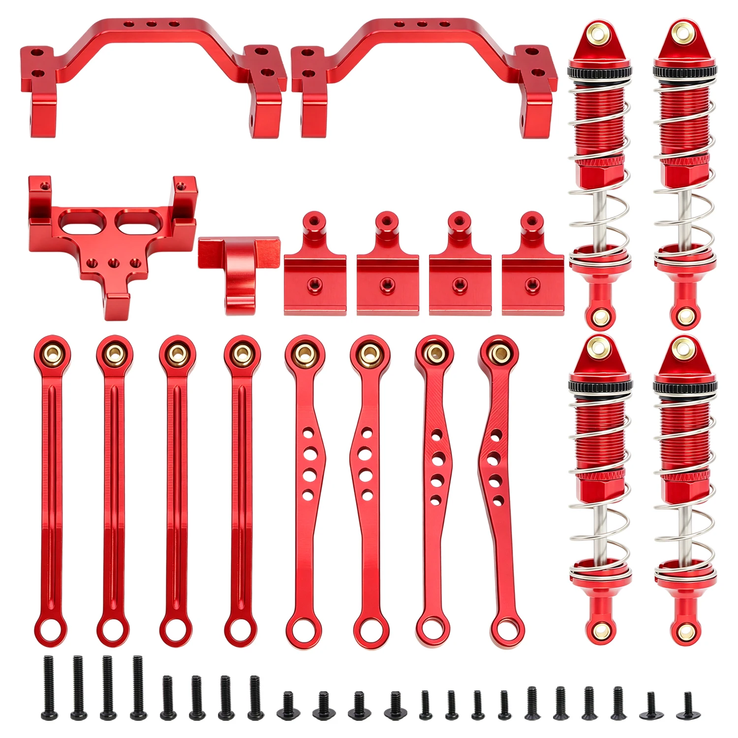 Metall-Stoßdämpfer-Fahrwerks-Sitz-Zugstangen-Stoßdämpferturm-Kit für WPL C64 C74-1 JA11 RC-Auto-Upgrade OP-Zubehörteile