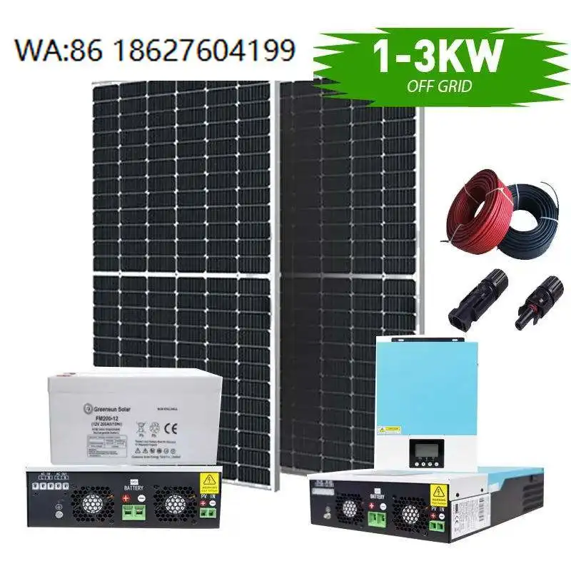 1000W Off Grid Home Solar Power System 3KW Polycrystalline Solar Panel Lithium Battery MPPT Controller Home PV Kit
