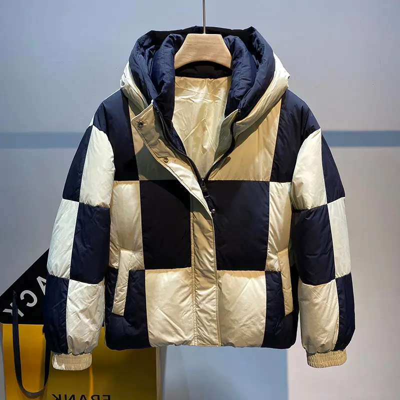 

Winter Thiened Warm Hooded ort Cotton Jaet Men's Faion Anti-Cold Color Blo Coat Youth ular Sle Loose Fit Coat