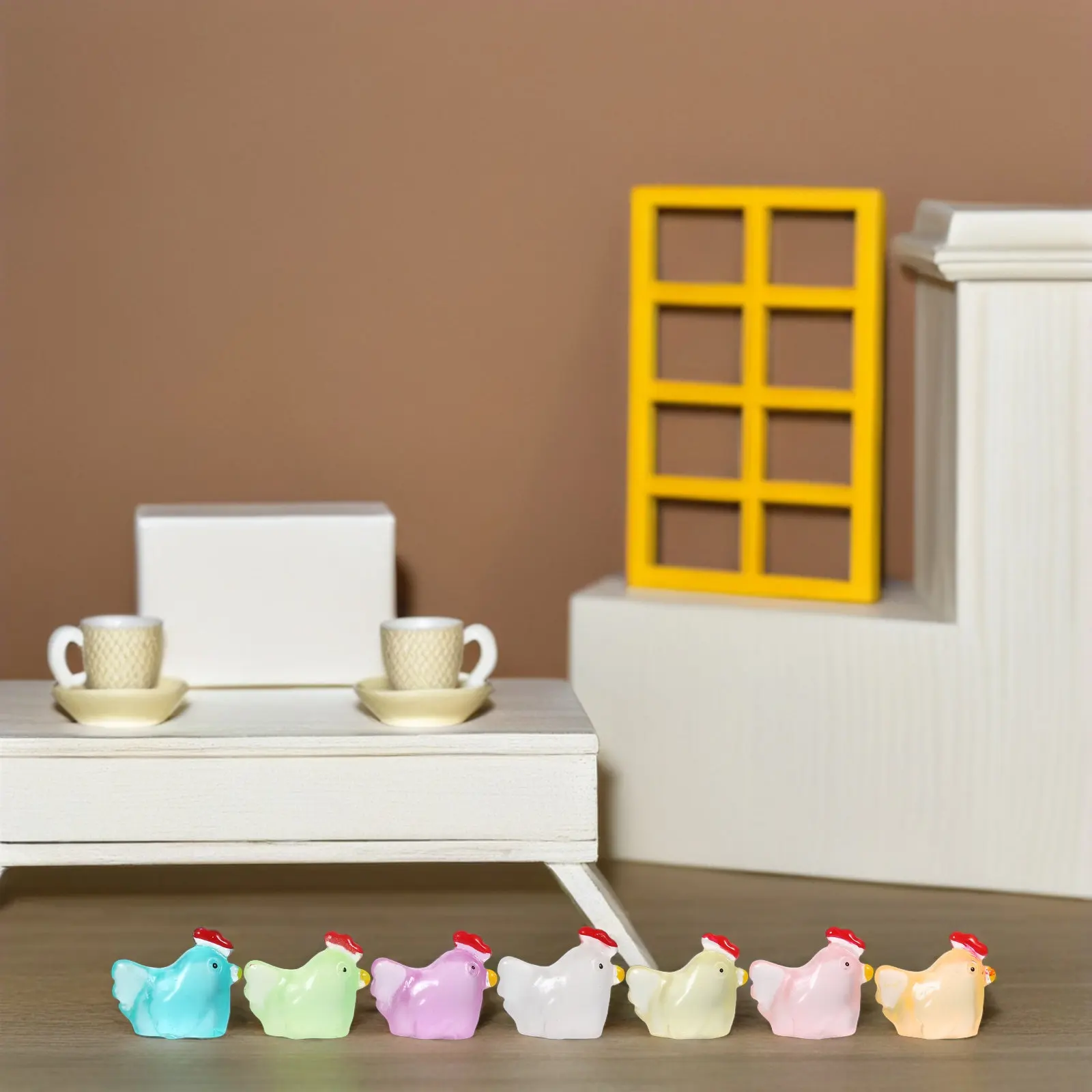 48Pcs Luminous Mini Chicken Decor Resin Glow in The Dark Tiny Chick Sculpture for Garden Home DIY Micro Landscape Crafts