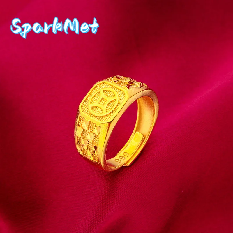 

Sparkmet24K Gold Coin Ring | AU999 Pure Gold, 3D ancient coin design, matte aged finish, exudes masculinity and sophistication