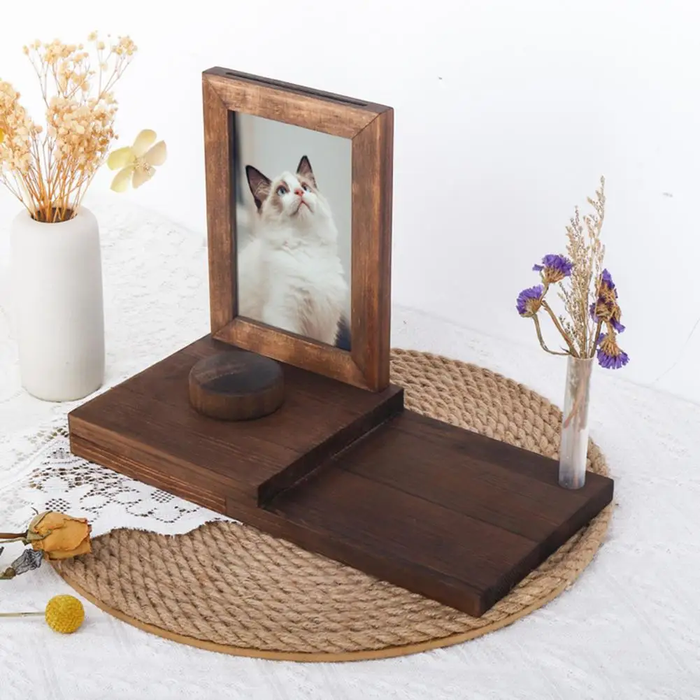 

Pet Souvenir Box Photo Frame Pet Keepsake Box Wooden Pet Box with Detachable Photo Frame Stand for Cats Dogs for Remembrance