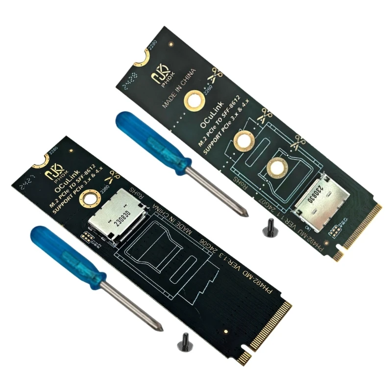 M.2 Mkey PCIe to SFF 8612 Adapter Card Fast Speed for NVMe Solid Disks Supports SFF8611 SFF8612 Interfaces