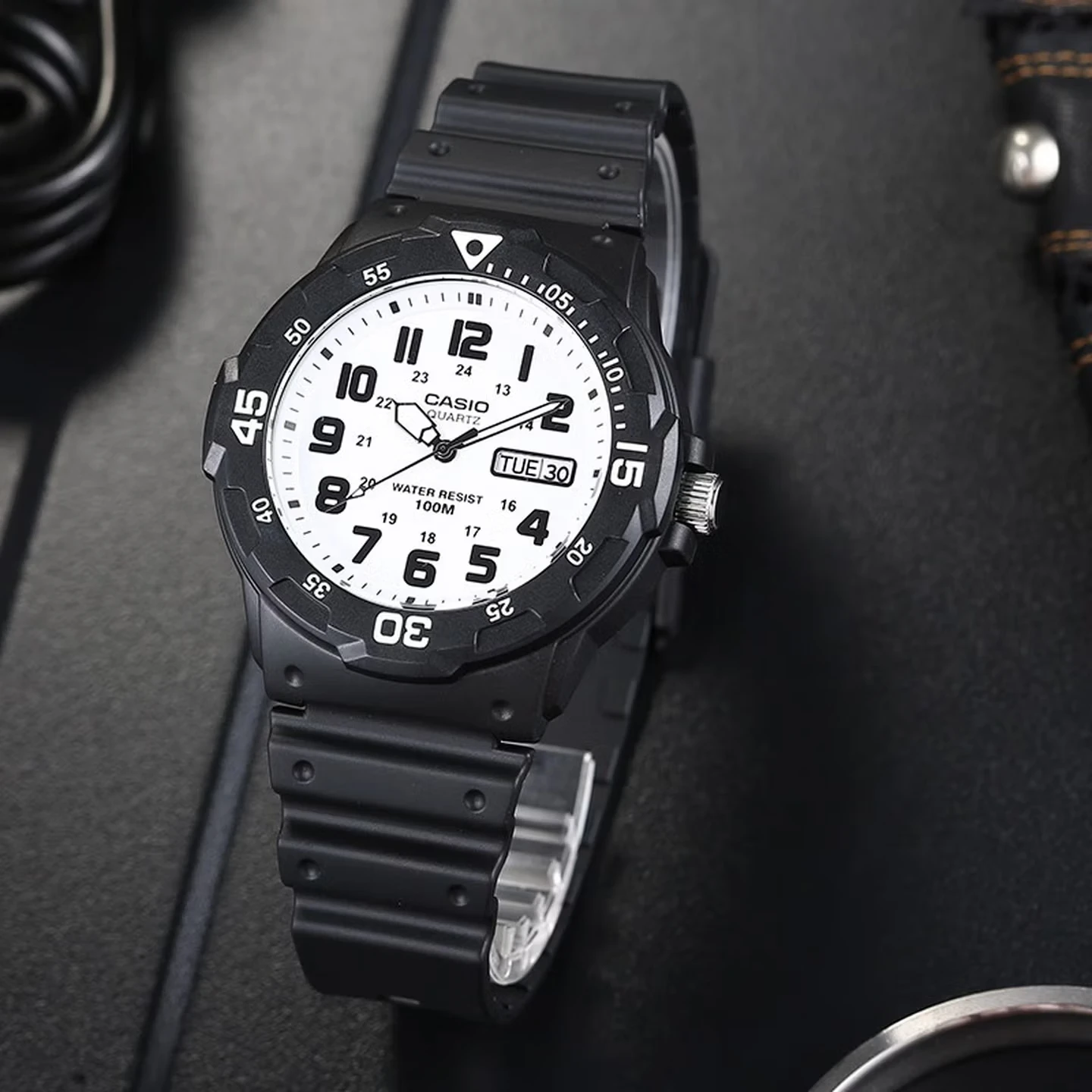 Casio MRW‑200H Series | Sport Analog Wrist Watch | Rotary Bezel | 100M Water Resistant | Resin Strap | Day Date Function