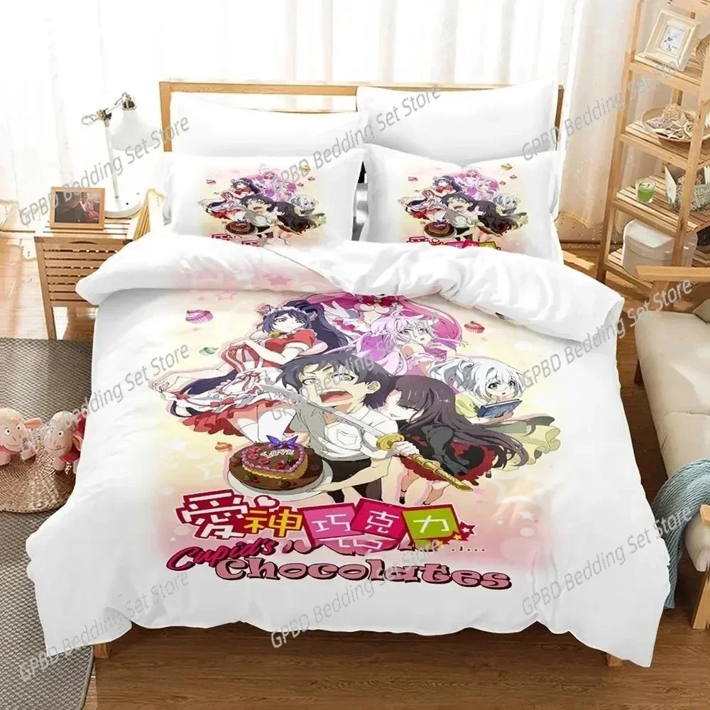 Anime Cupids Chocolates 3D Bedding Set Duvet Cover Pillowcases Single Twin Full Queen King Size Home Decor Quilt Boys Gift Quilt