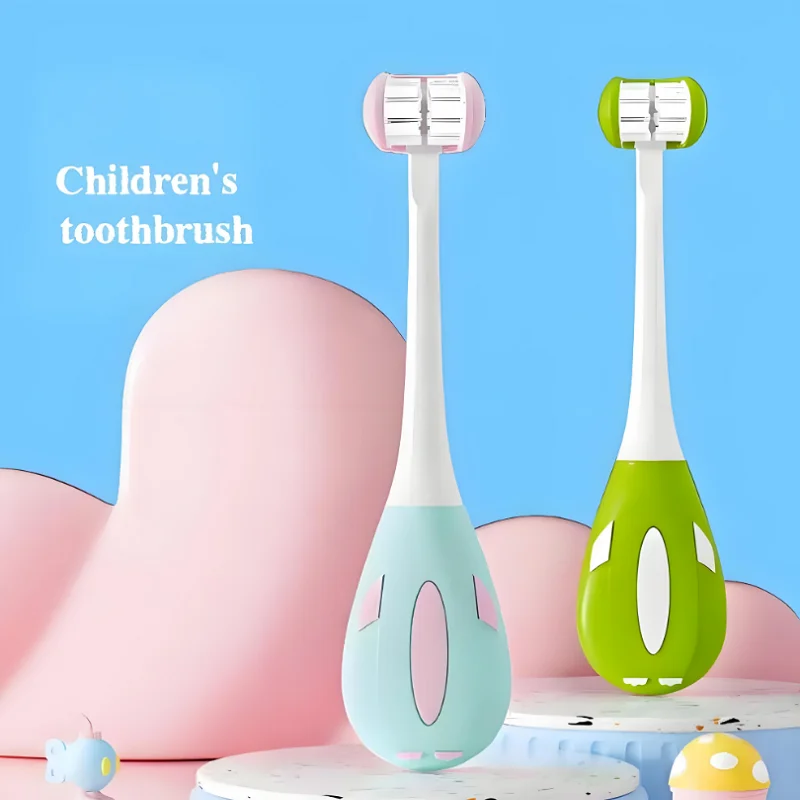 

Silicone brush head 3-Sides Soft Bristles Toothbrush for children Easy To Grip 3-12 Years Old Baby Special Cleaning Toothbrush
