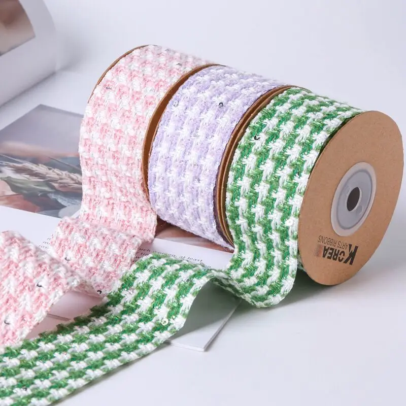 9 Yards 25mm40mm Sweet Plaid Ribbon Handcrafted Materials Headwear Hair Bows Clothing Shoes Hats Home Decoration Sewing