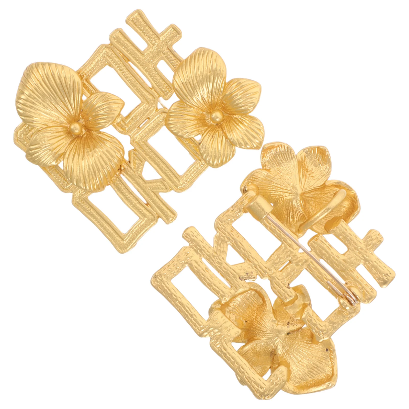 

2pcs Wedding Brooch Pins Gold Flower Lapel Corsage Set Vintage Chinese Bridal Boutonniere Dress Scarf Clasp Banquet Jewelry